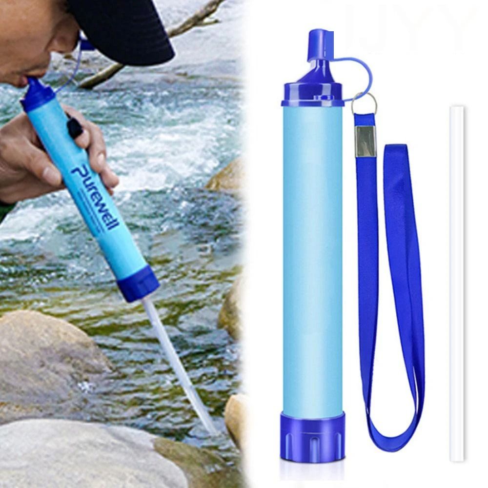 Outdoor Mini Water Filter Straw – Portable 4-Stage Camping Water Purifier for Hiking, Survival, and Emergency Use