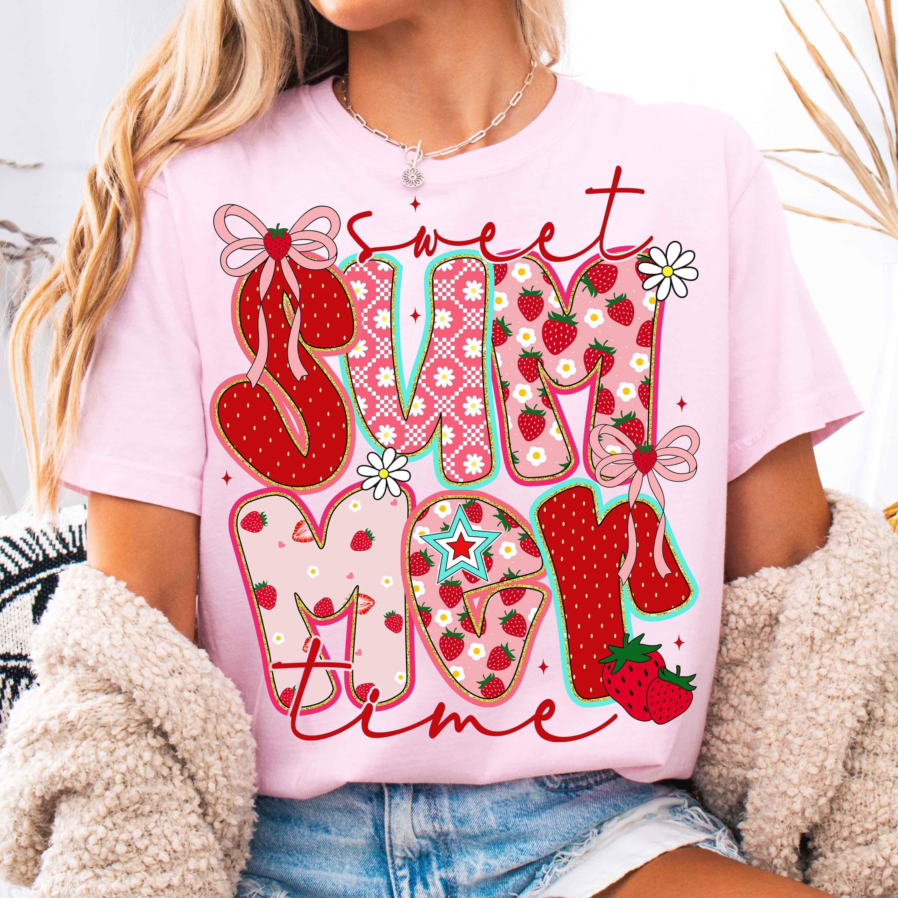 Summer Vibes Shirt Strawberry Cute Graphic Tee Trendy Fruit Summer Outfit Gift