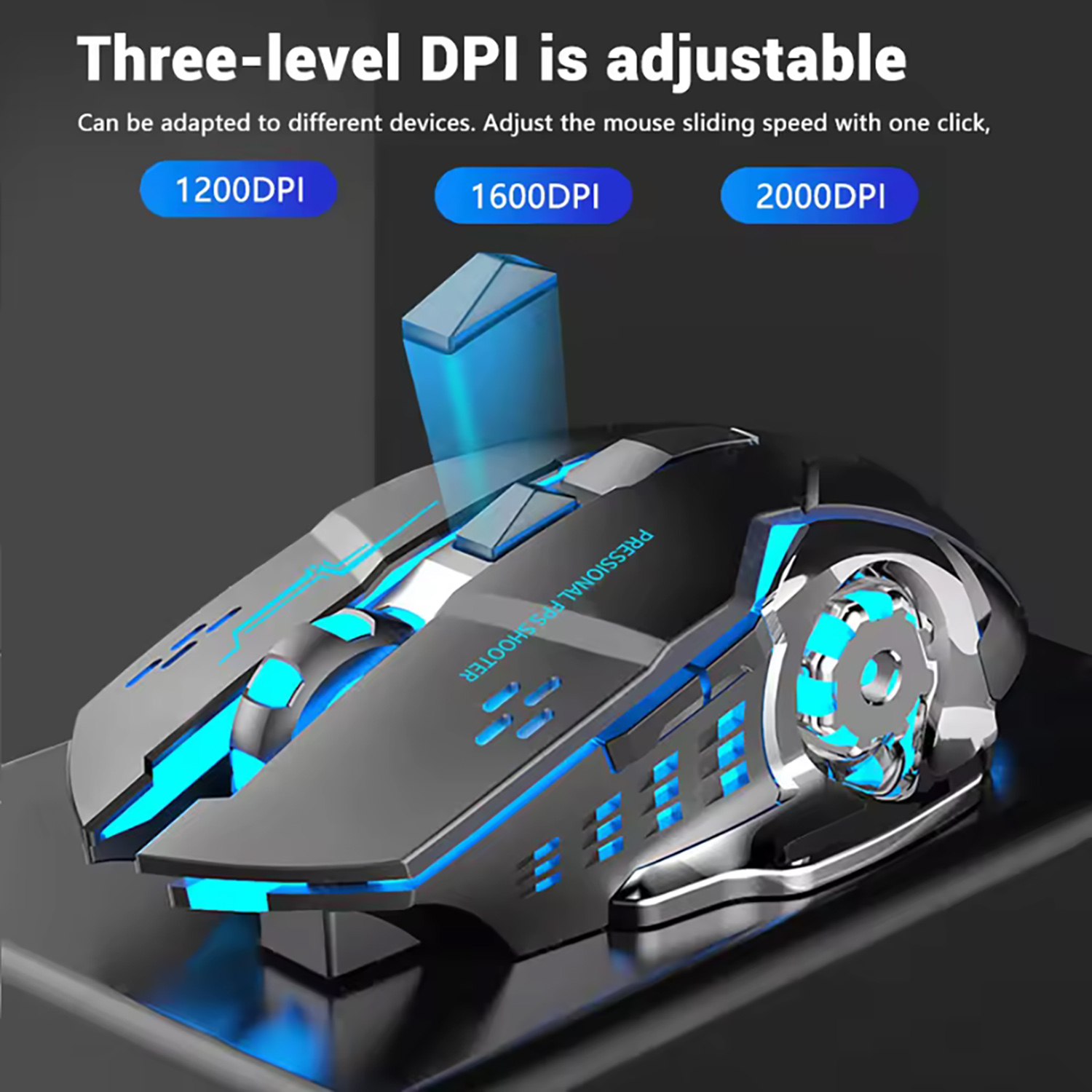 Wireless Gaming Mouse with Rechargeable Battery, Silent Bluetooth, Backlight PC Gamer Mouse, USB Mechanical Mouse