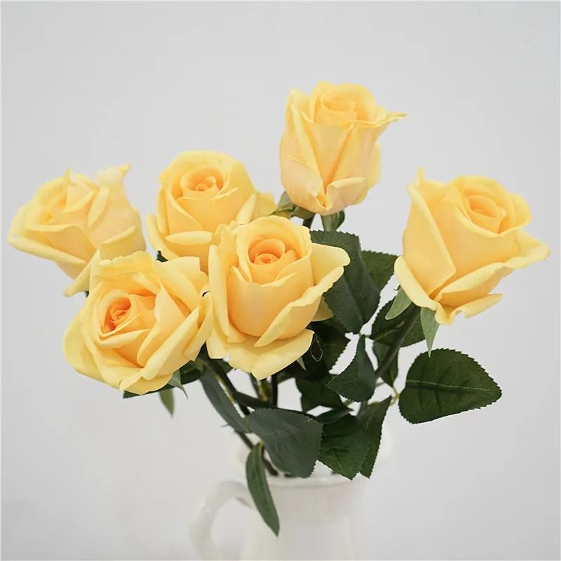 Artificial Latex Ellie Rose Branches Real Touch Fake White Roses