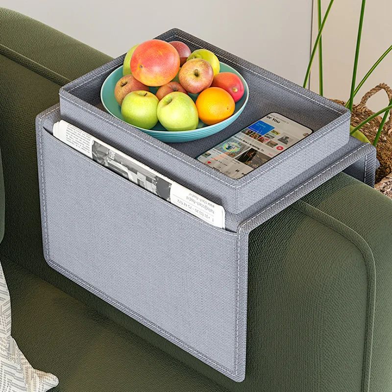Premium Sofa Armrest Organizer, Multifunctional Sofa Storage Bag with Cellphone, Coffee Cup & Tissue Tray