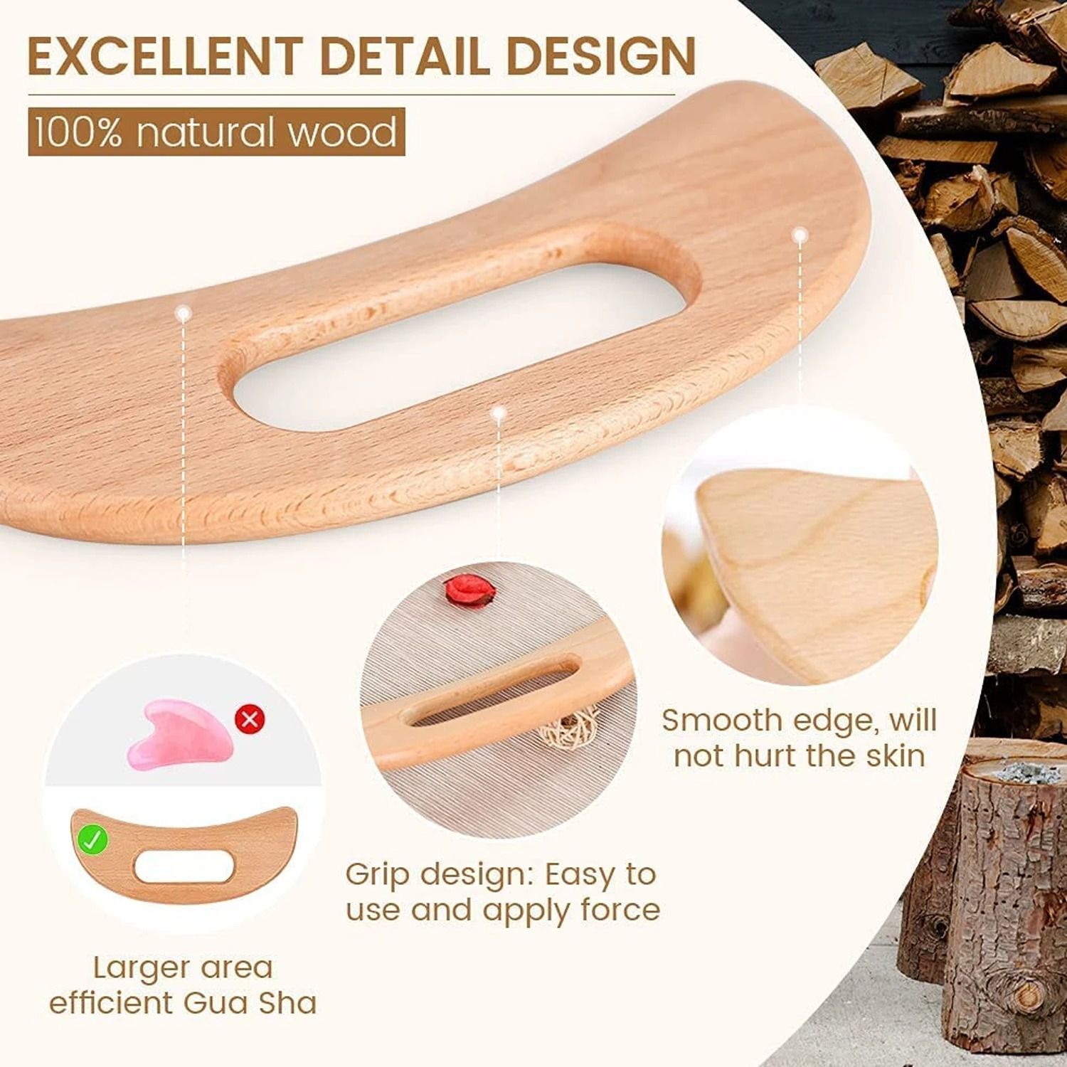 Wooden Body Gua Sha Massage Paddle