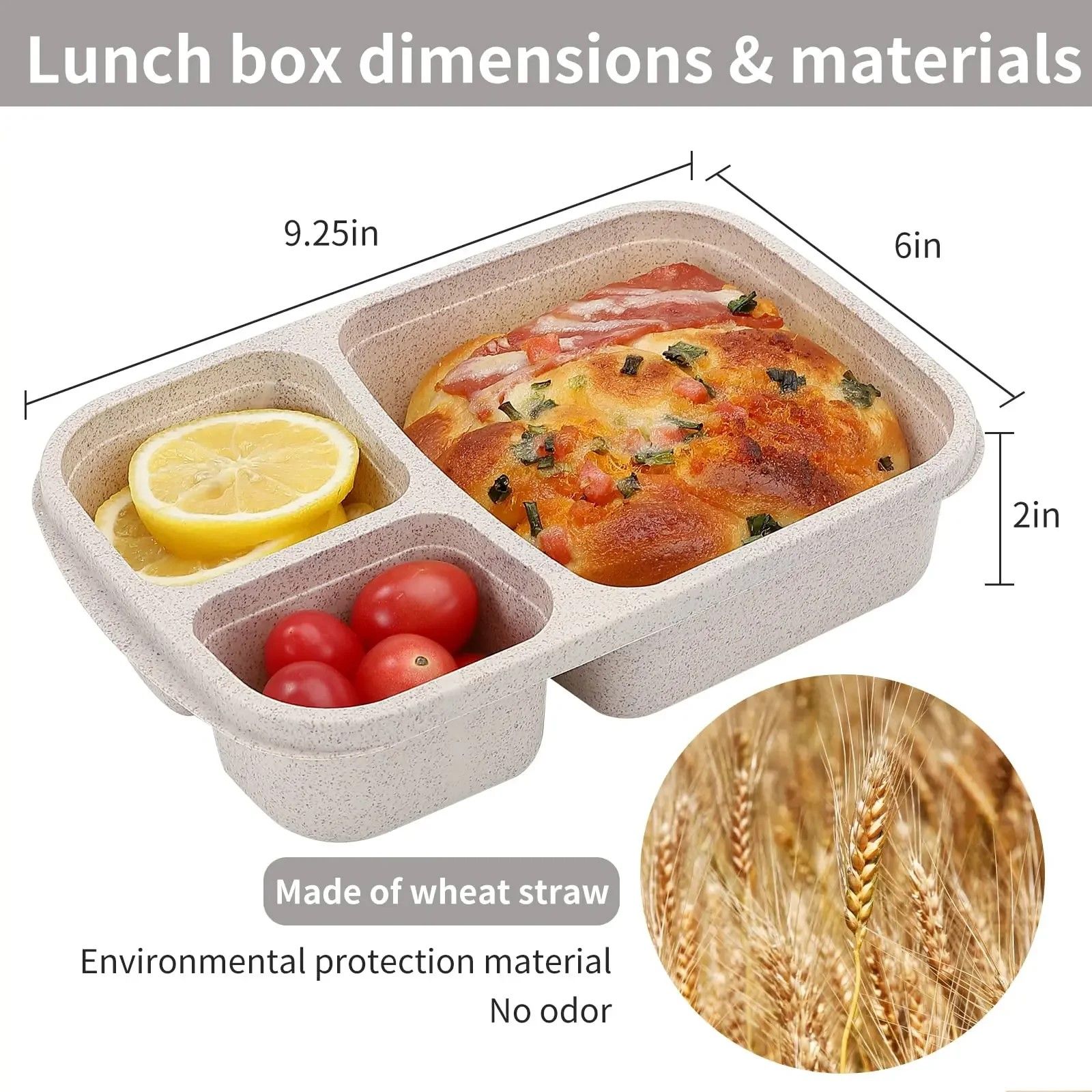EcoStack Wheat-Straw 3-Compartment Bento Box – Meal Prep & Food Storage Solution