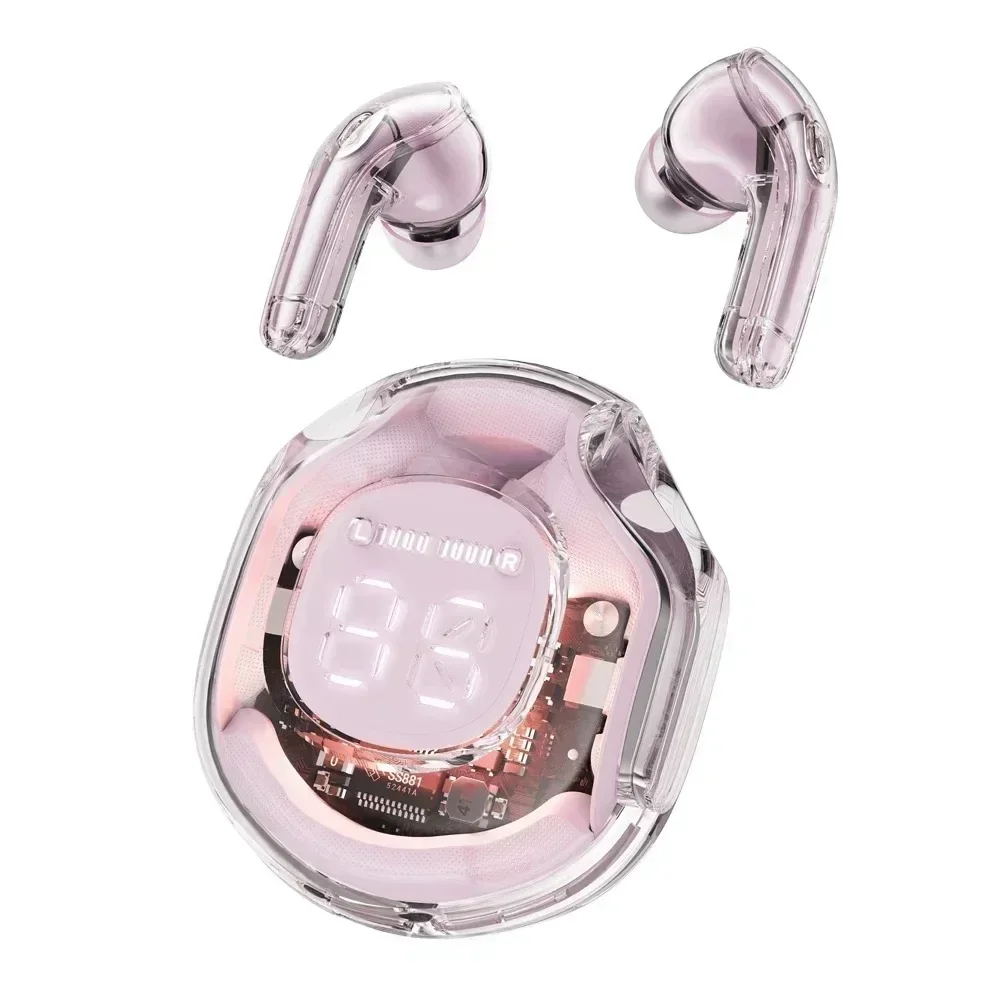 Transparent Bluetooth Earbuds with LED Display Wireless In Ear Earphones