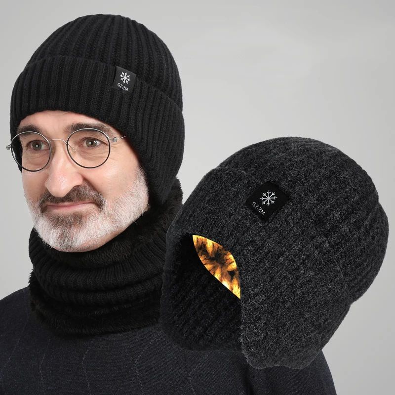 Winter Warm Wool Knit Hat with Ear Protection for Men