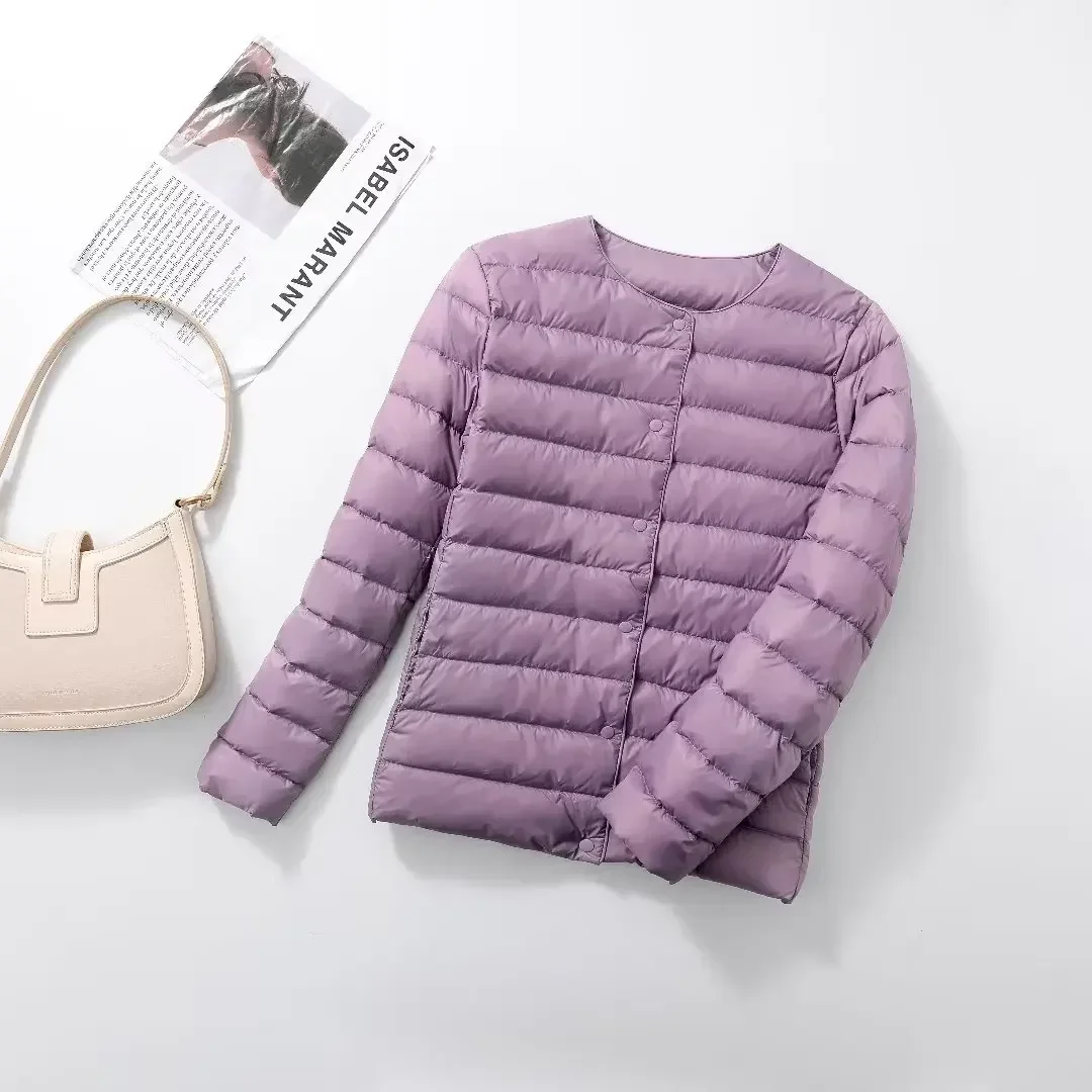 Women's Ultra Lightweight Packable Puffer Coat - Slim Fit White Duck Down Winter Jacket