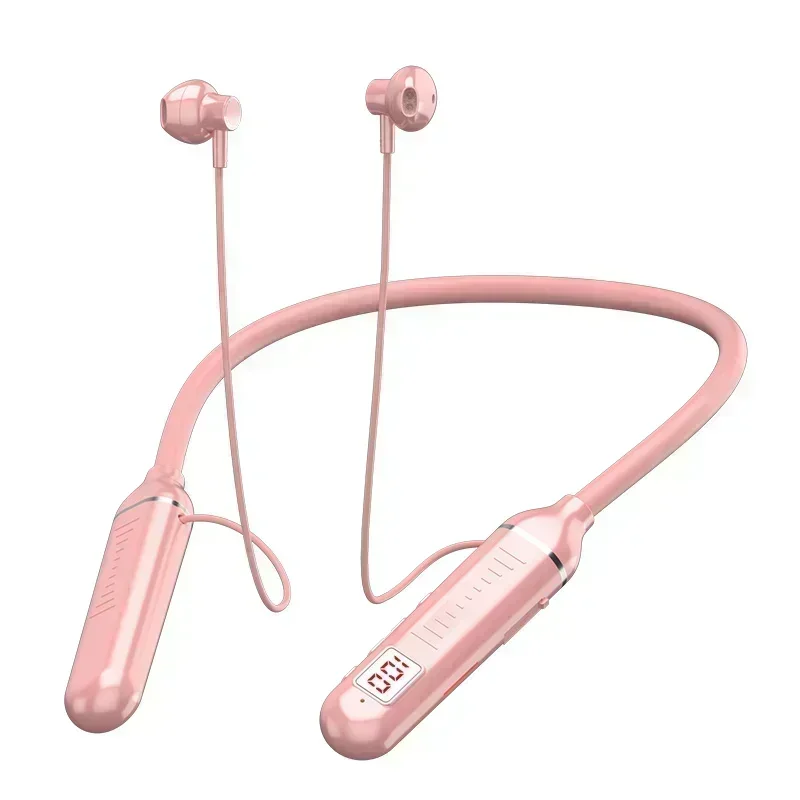 HiFi Bluetooth Neckband Headphones with LED Display and Mic