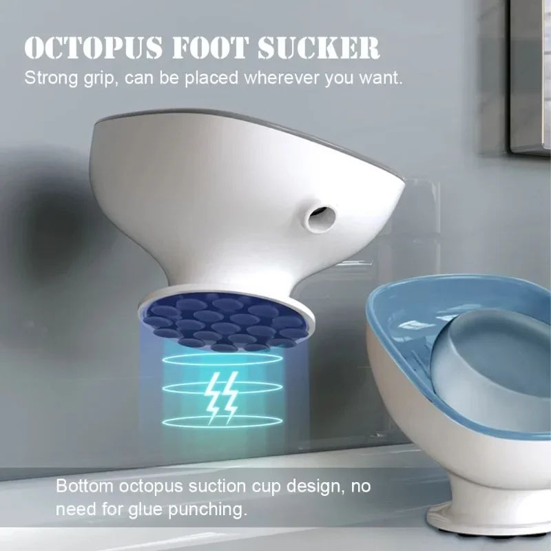 Self Draining Soap Holder Suction Bathroom Soap Dish