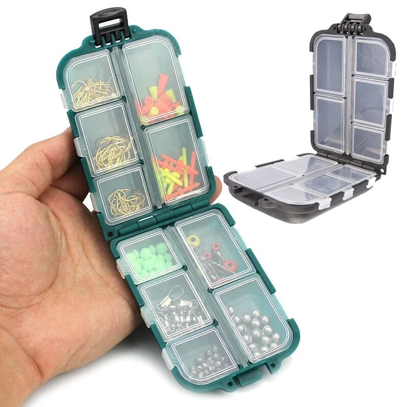 Double Sided Fishing Tackle Storage Box with 10 Grids