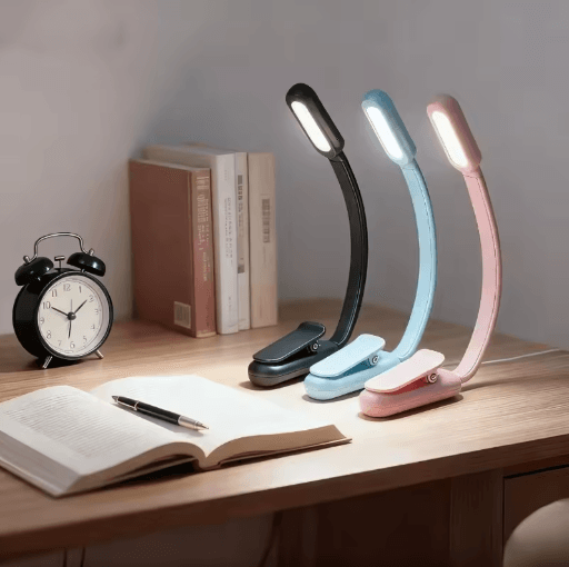 Mini Rechargeable Book Light USB Clip On Reading Lamp with Adjustable Brightness