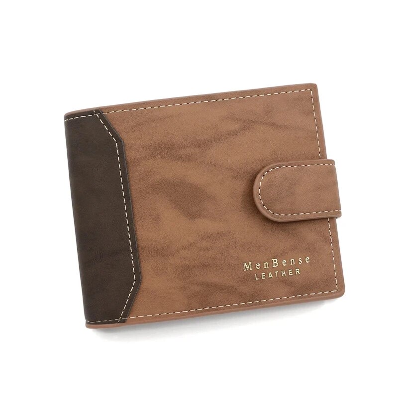 Premium PU Leather Mens Wallet with Hasp Closure Compact Credit Card Holder