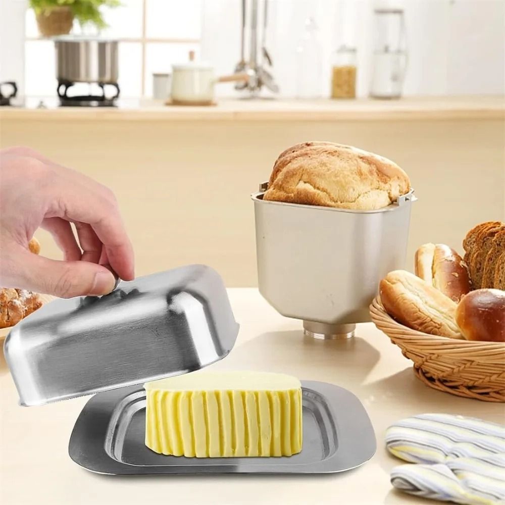 Stainless Steel Butter Dish with Easy-Grip Lid