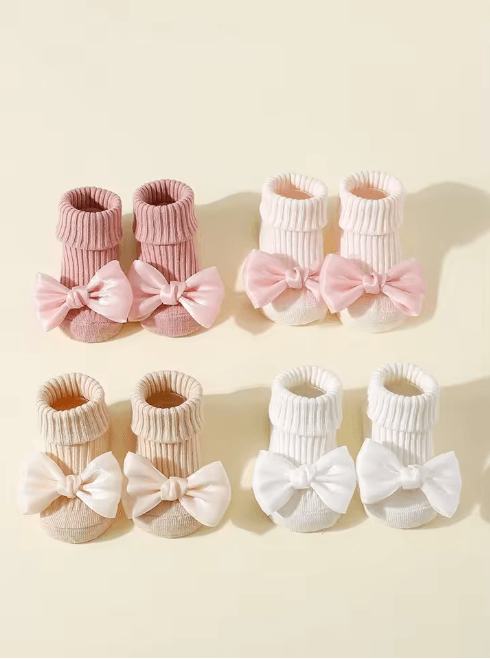 SweetSteps Toddler Ankle Socks with Bows Soft Cotton Anti Slip Set