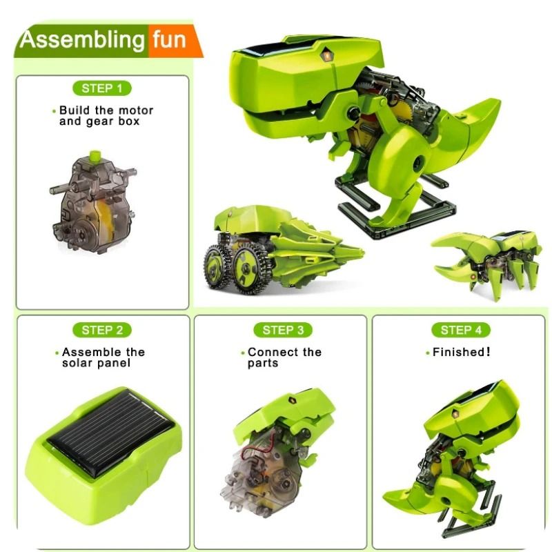 Kids Dinosaur Solar Powered STEM DIY Robot Car Toy