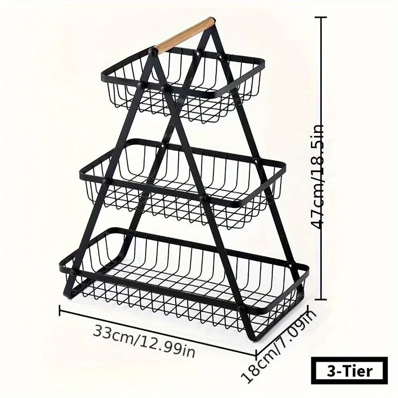 Three Tier Fruit Basket Kitchen Counter Storage Stand