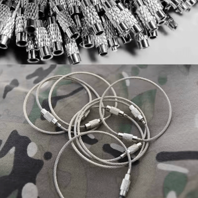 10 Piece Stainless Steel Wire Keyring Kit 15 cm EDC Cable Keychain Set for Camping Travel Outdoor Gear