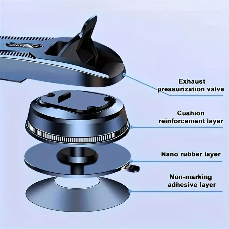 360° Rotatable Multifunctional Car Phone Holder – Strong Vacuum Suction Mount