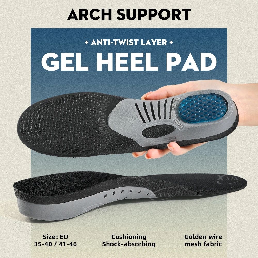 Gel Orthotic Arch Support Insoles Shock Absorbing Silicone Shoe Inserts for Sports and Daily Comfort
