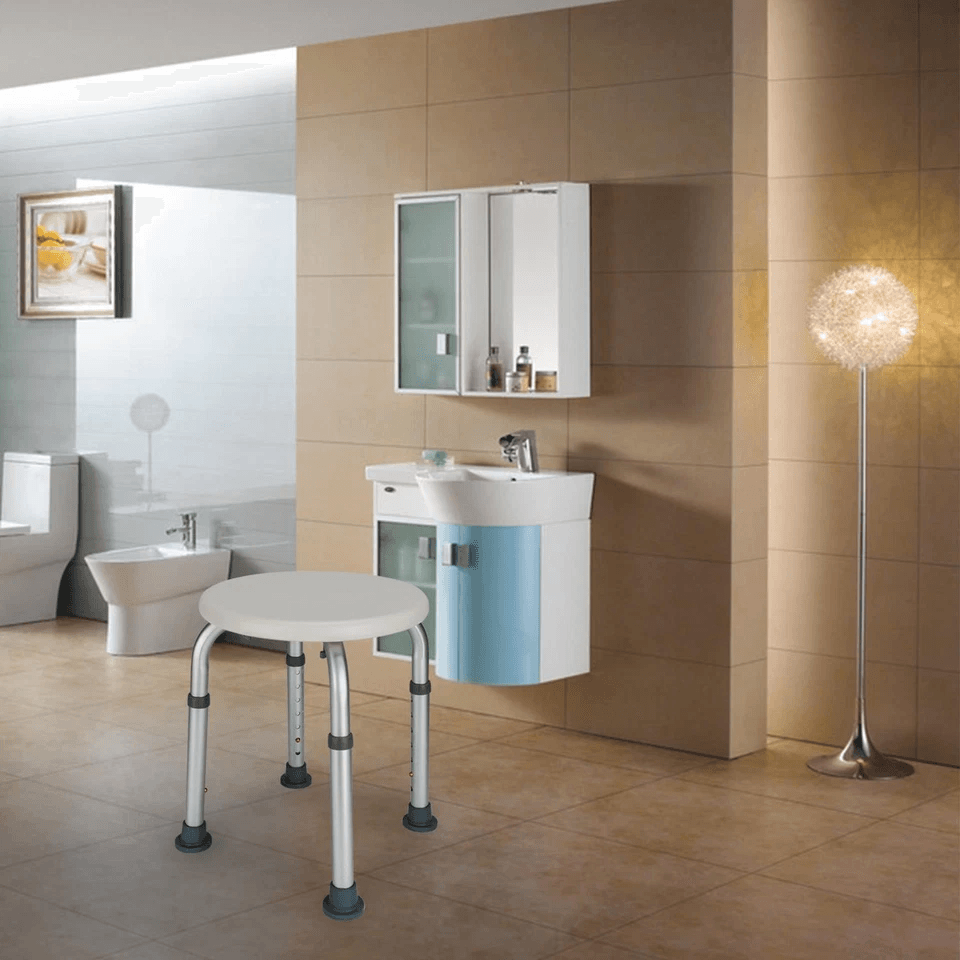 Adjustable Medical Shower Chair, Round Bath Tub Bench Stool Seat, 7-Level Height, Anti-Skid, CE & FDA Certified