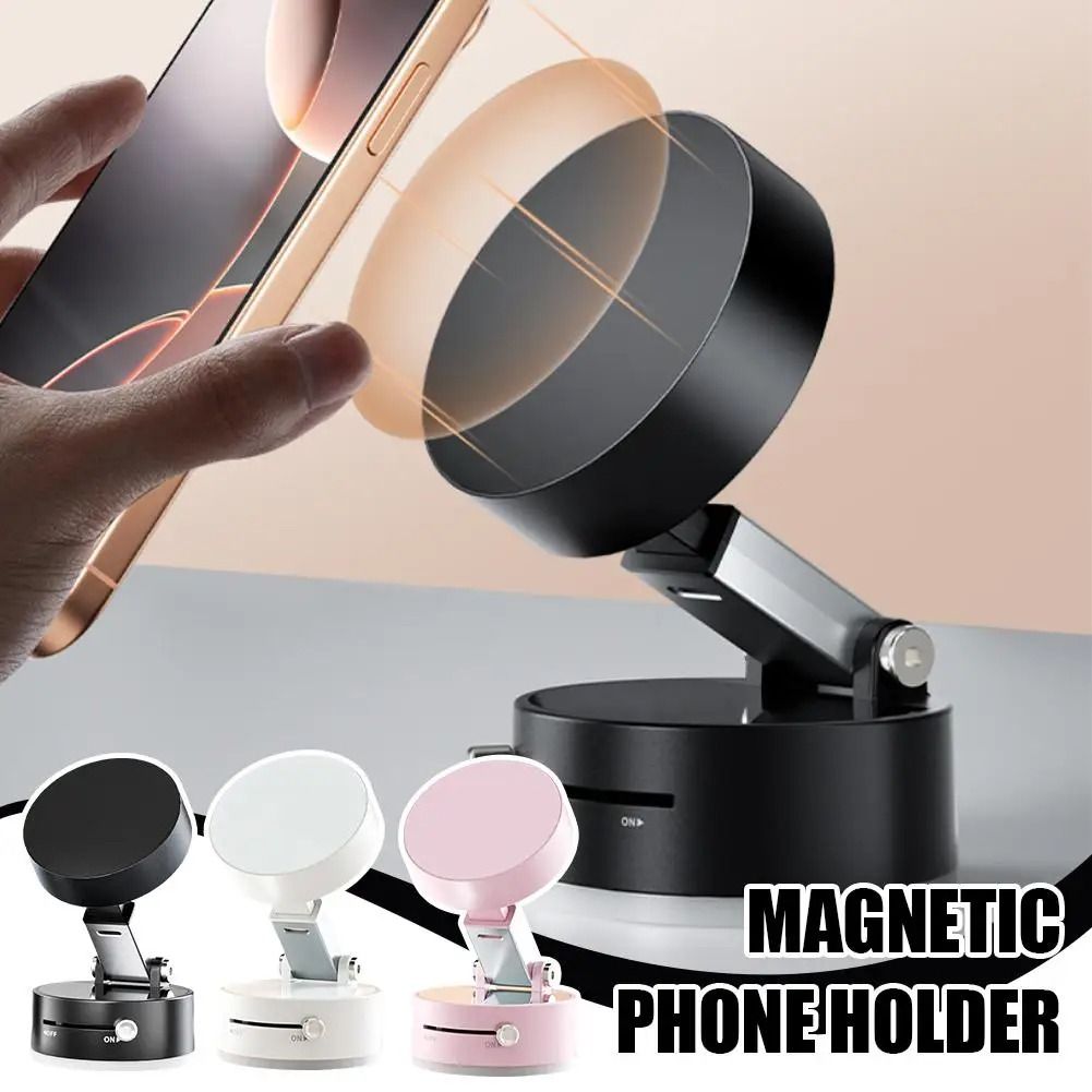 Double-Sided Magnetic Suction Phone Holder – Foldable Vacuum Suction Mount