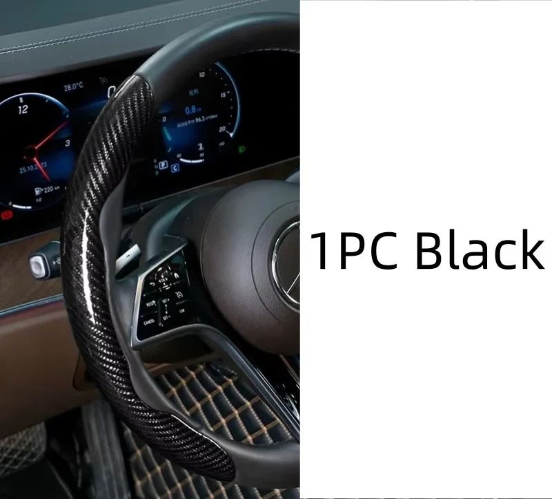 Microfiber Leather Steering Wheel Cover with Carbon Fiber Look