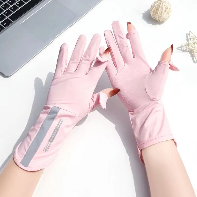 BreezeGuard summer sunscreen gloves Women's Thin Ice Silk UV Driving Gloves UPF 50
