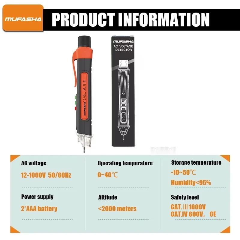 Non-Contact Voltage Detector Electrical Pen AC Voltage Tester Smart Breakpoint Finder Home Professional Use