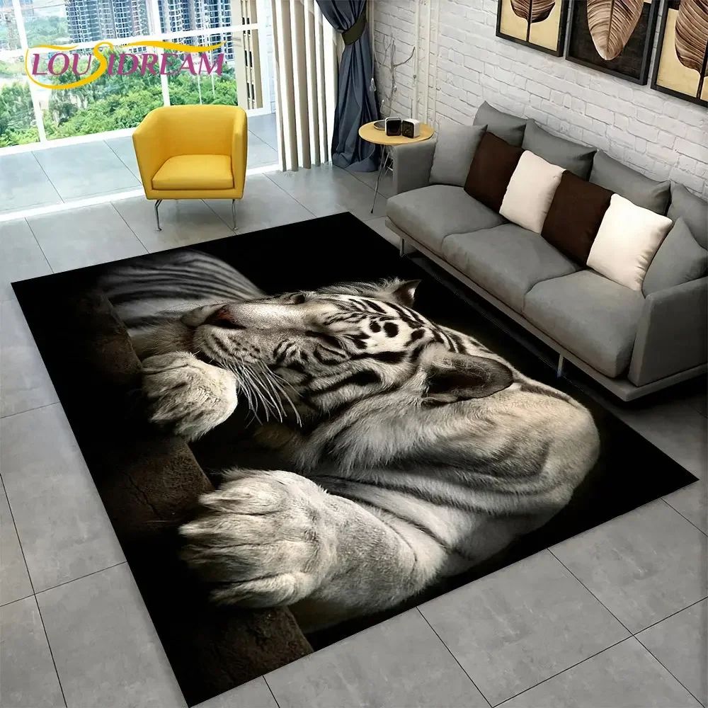 Savage Jungle 3D Animal Area Rug – Non-Slip Wildlife Carpet for Living Room & Kids Spaces