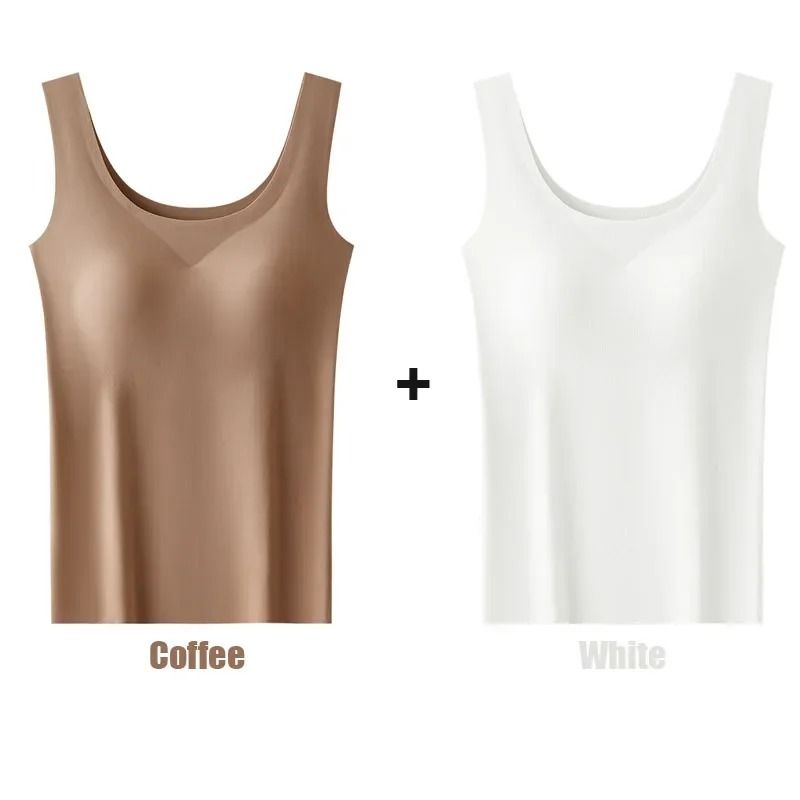 Womens Seamless Tank Top With Chest Pad 2 Pack