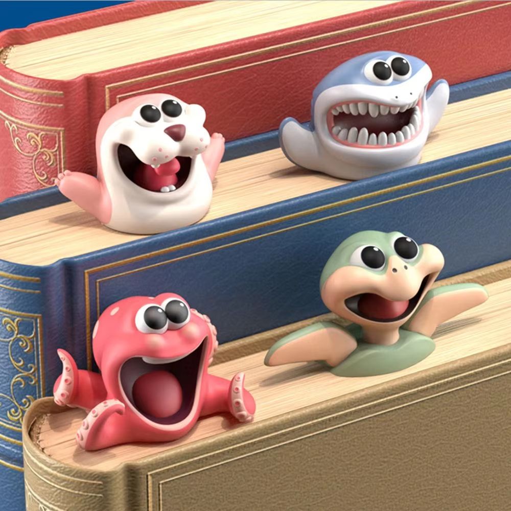 3D Stereo Cartoon Animal PVC Bookmarks Cute Cat and Friends Page Markers for School and Gifts