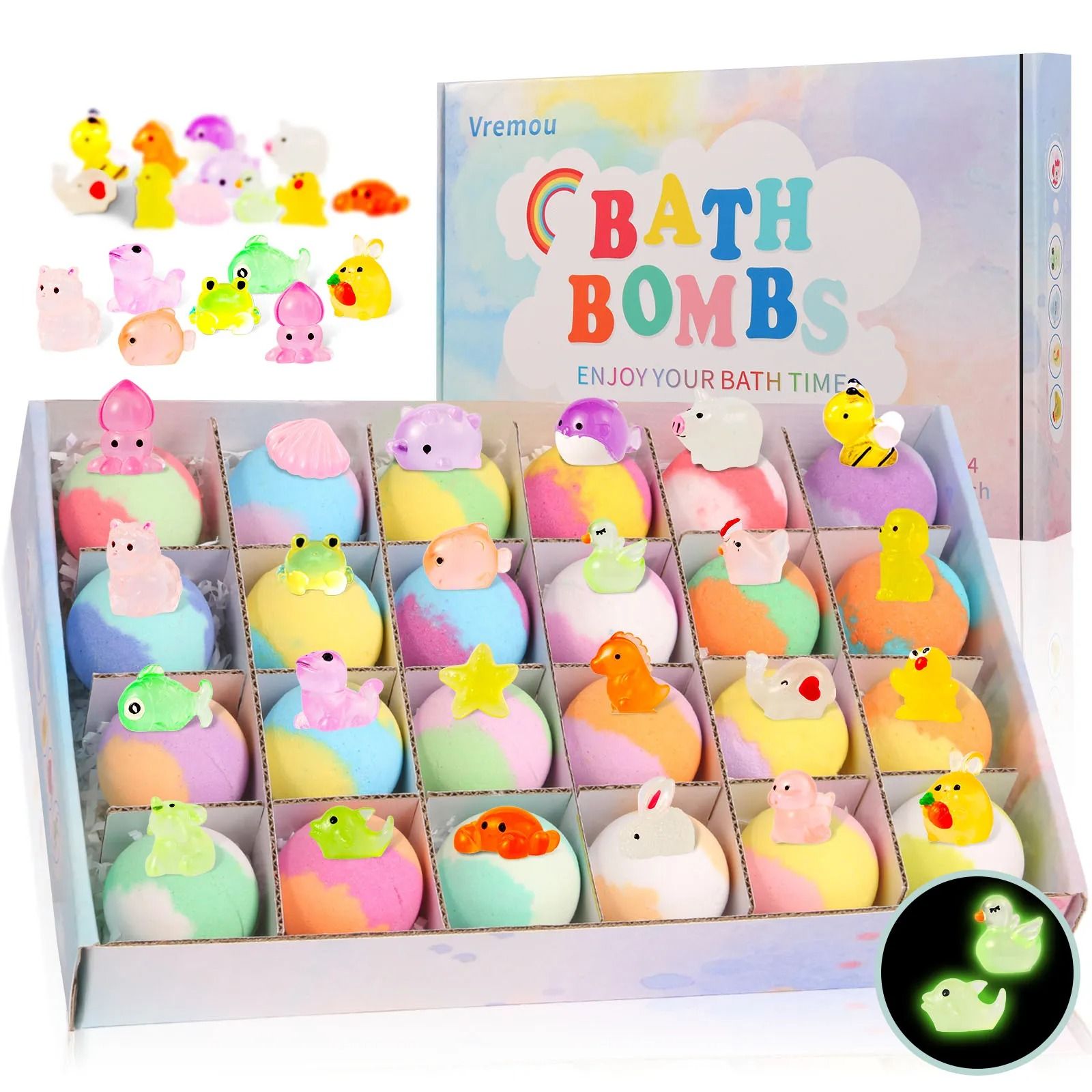 MagicFizz Kids Bath Bombs with Surprise Inside 24 Pack Natural Gift Set