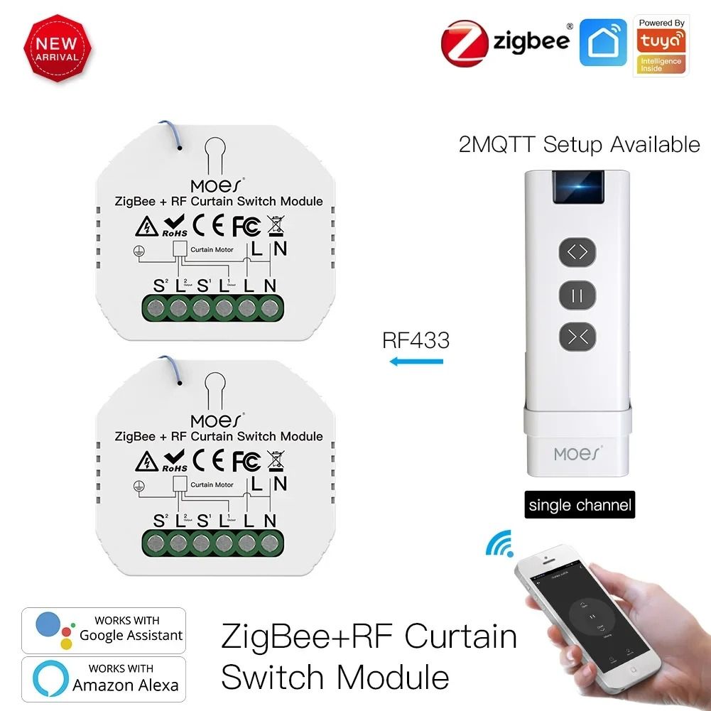 Smart Curtain Switch Module with ZigBee and RF Remote Control