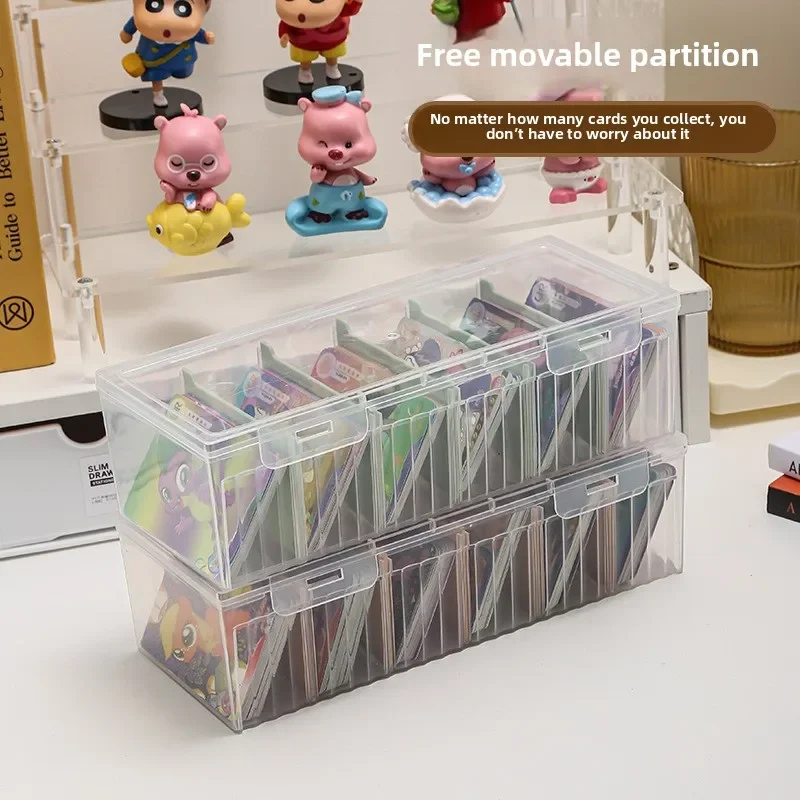 Clear Plastic Organizer Box for Game Cards with Adjustable Dividers Perfect Storage Solution for Collectors