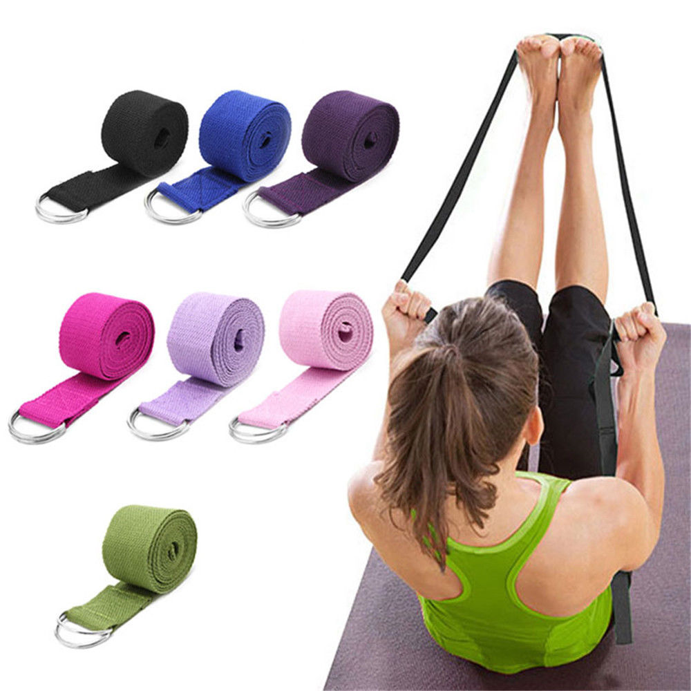 Adjustable Yoga Stretch Strap with D Ring for Flexibility Training and Home Gym Support