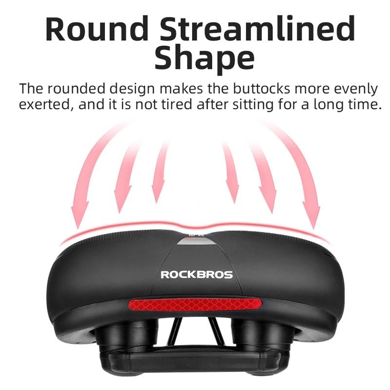 ROCKBROS Rainproof Memory Foam Bicycle Saddle with Shock Absorption and Reflective Design