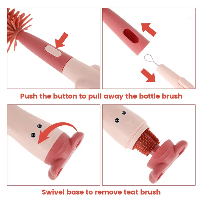 PureCare Baby Bottle Brush Set Silicone Pacifier Straw Cleaner Kit