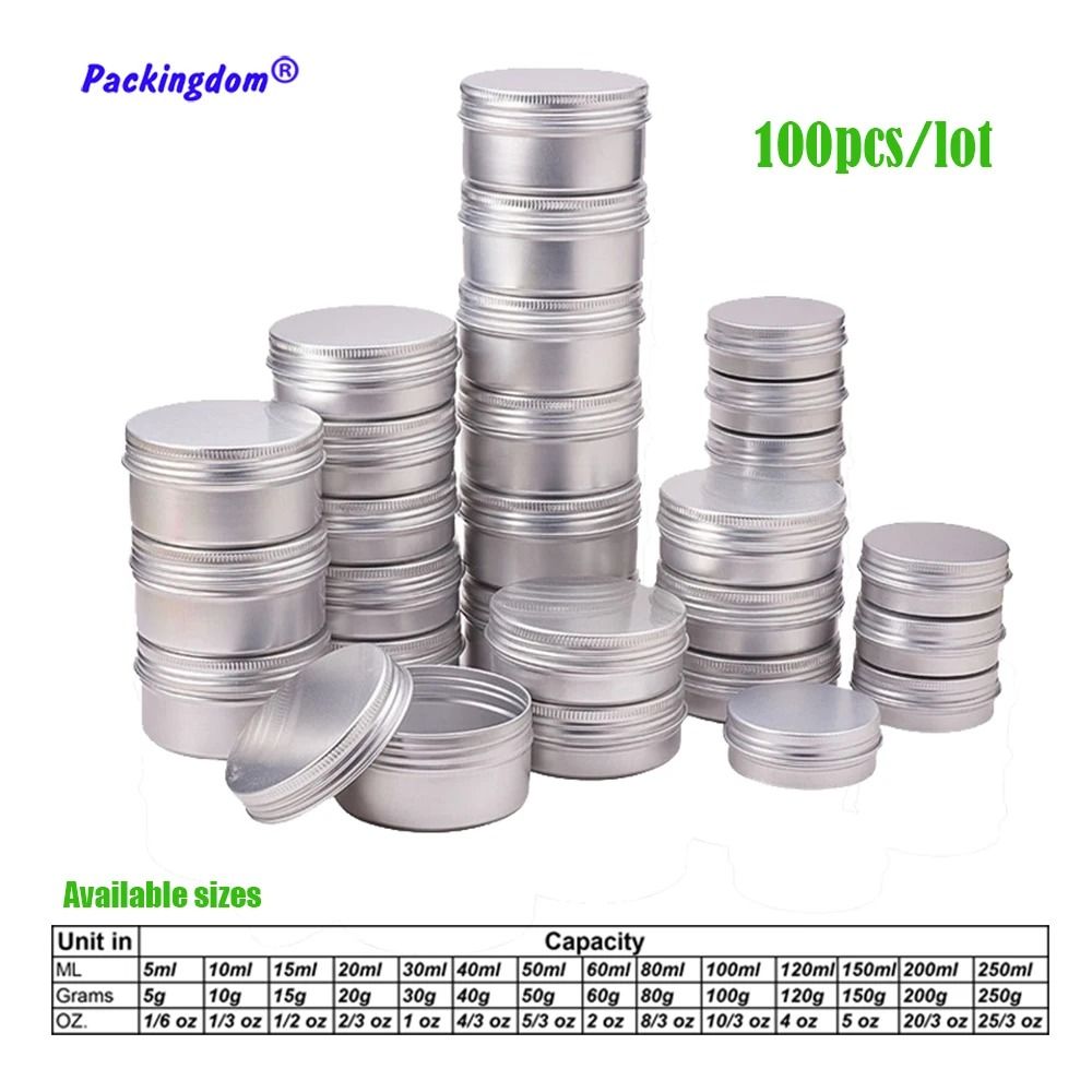 100pcs Aluminum Tin Jars Empty Metal Containers for Cosmetic Cream Lip Balm Candle Storage