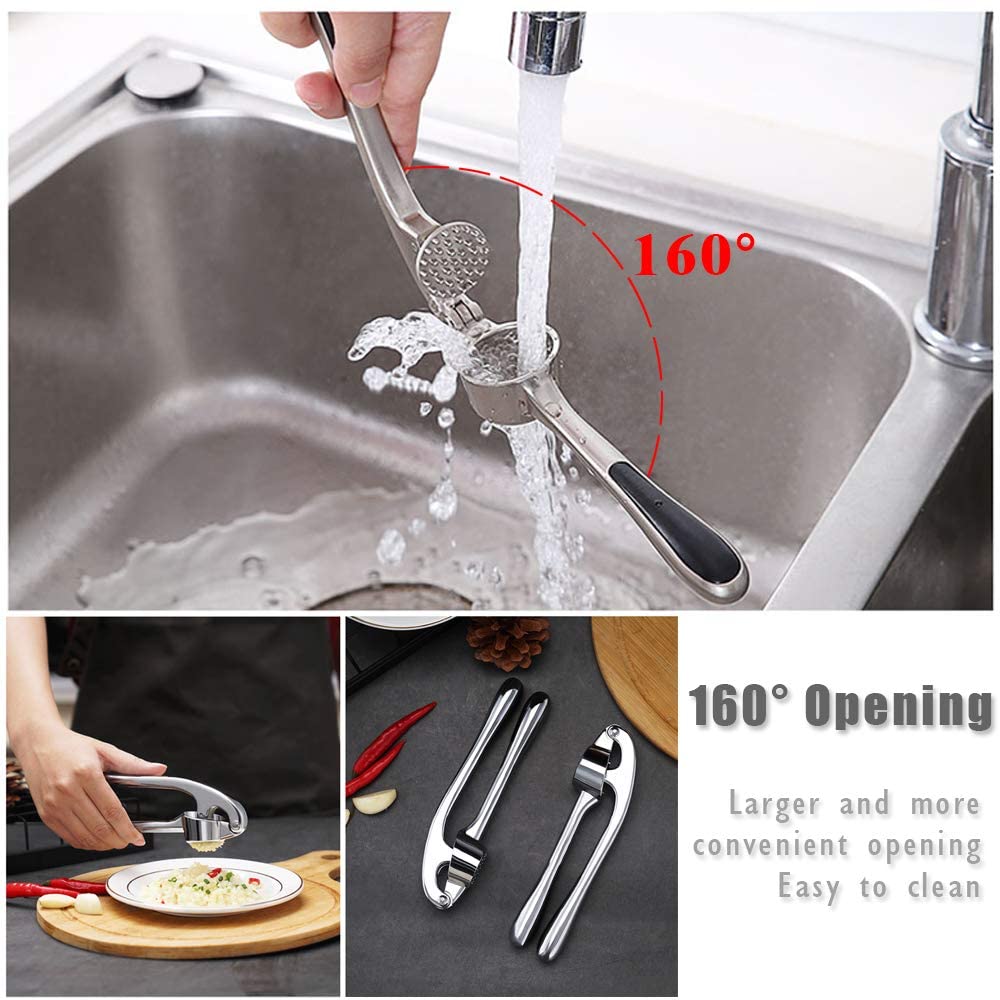 Stainless Steel Garlic Press Rocker Easy Clean Garlic Crusher & Kitchen Garlic Mincer