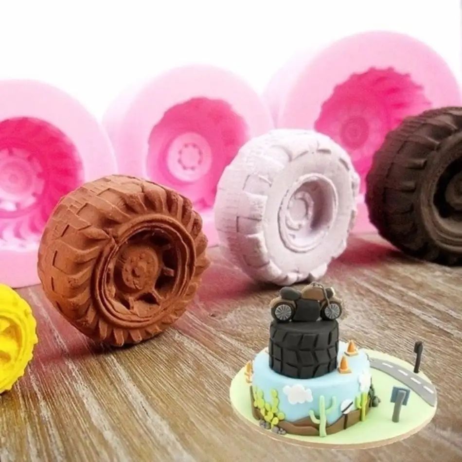 WheelCraft Silicone Tire Fondant Mold – 3D Car Wheel Cake Decorating Mold for Chocolate & Cookies