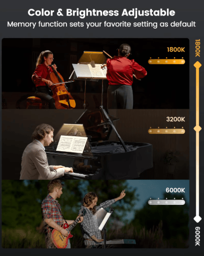Glocusent Foldable Music Stand Light Long Lasting Clip On LED Lamp with Adjustable Brightness