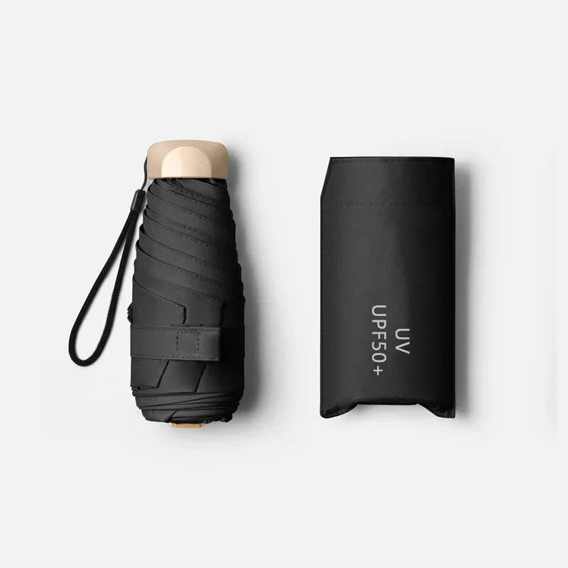 Pocket Rain Umbrella, Mini Sun Umbrella, Sun Shade Parasol Capsule, Vinyl Folding, UV Ultraviolet Protection