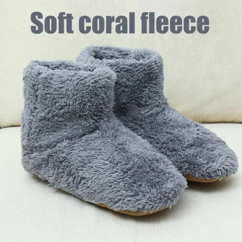 USB Heater Shoes, Winter Warm Plush Heating Rechargeable Slippers, Electric Snow Boots Foot Warmer