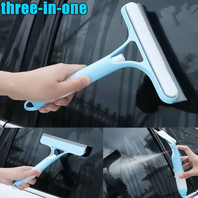 3-in-1 Glass Cleaning Tool - Household Window Wiper with Water Spray and Scraper