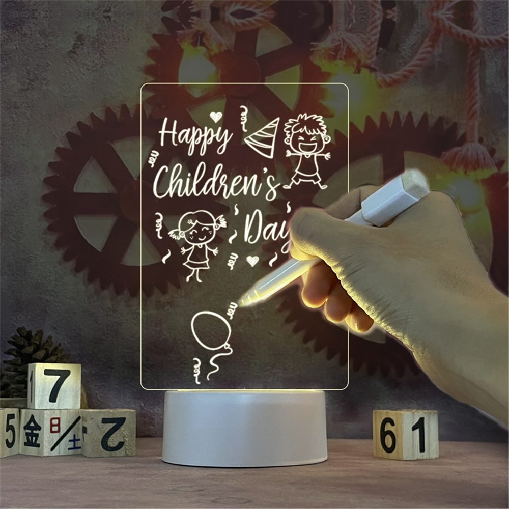 GlowMemo LED Message Board Night Light with Erasable Acrylic Calendar
