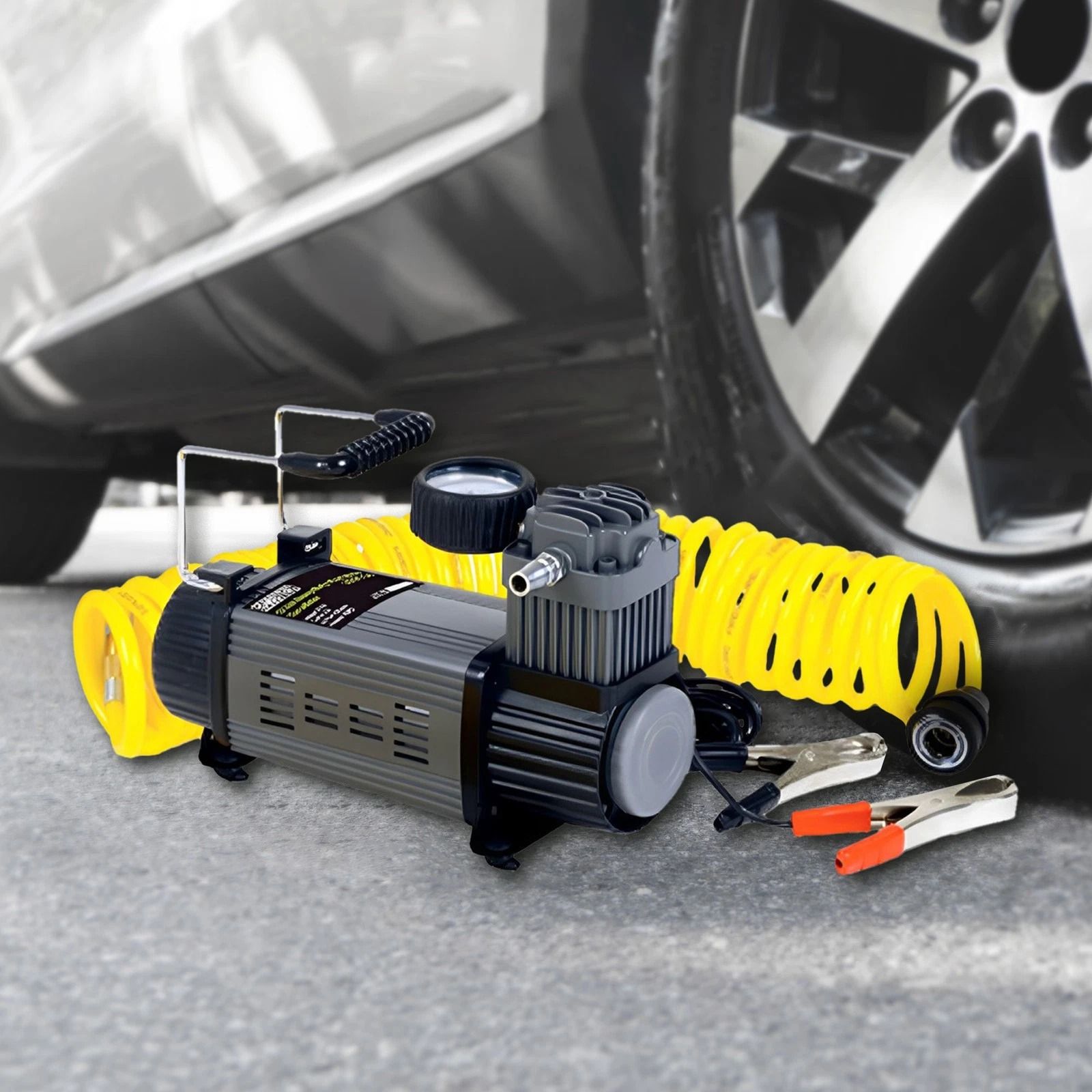 Master Mechanic Portable Tire Inflator with PSI & Carry Bag Quick & Reliable Air Pump for Tires