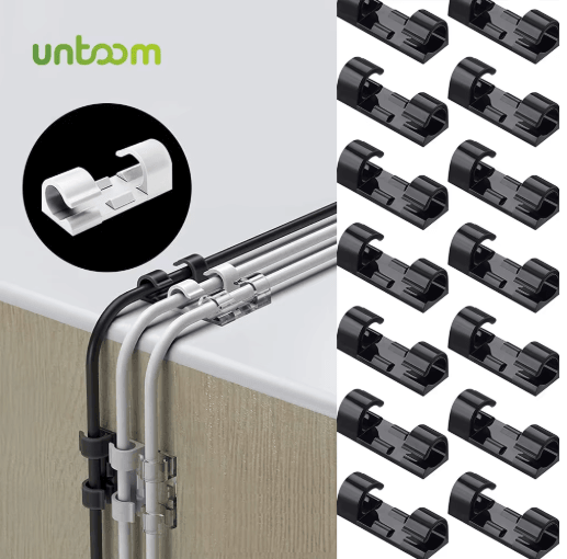 Untoom Cable Organizer Clips with USB Cable Winder for Desktop & Wall Use
