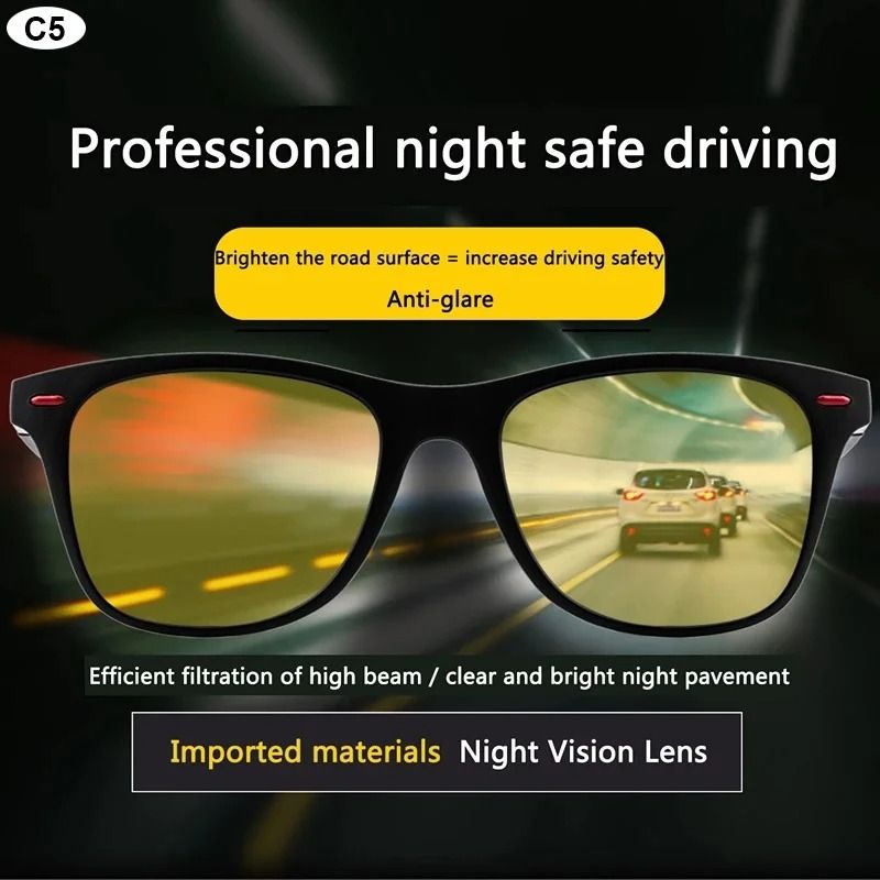 Night Vision Glasses PC Frame Polarized Sunglasses for Men Outdoor Sport and Driving
