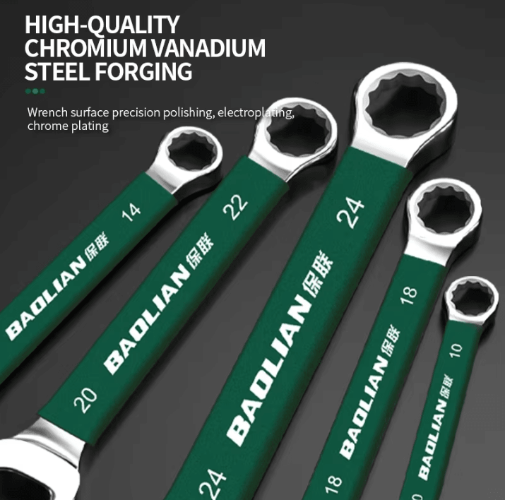 BaoLian Durable Wrench – 8–30mm Plum Blossom Double-Ended Auto Repair Tool