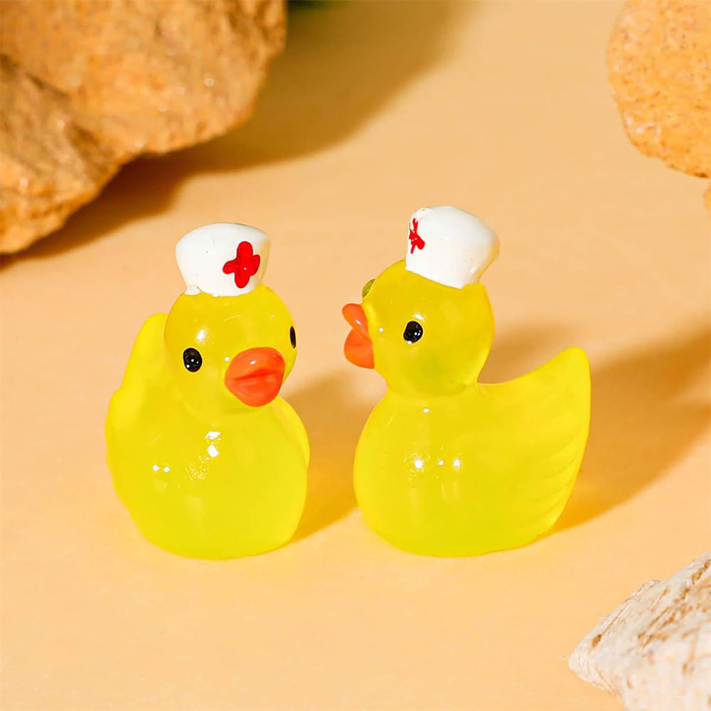Fairy Garden Decor, Glow in Dark Nurse Duck Figurine, Fluorescent Night Light, Miniature Accessories for DIY Micro Lands
