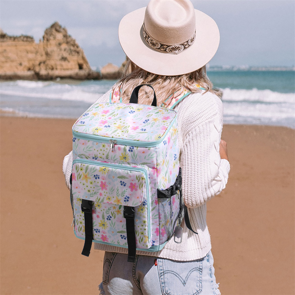Leopard Print Insulated Cooler Backpack Waterproof Soft Cooler for Beach Picnic Hiking